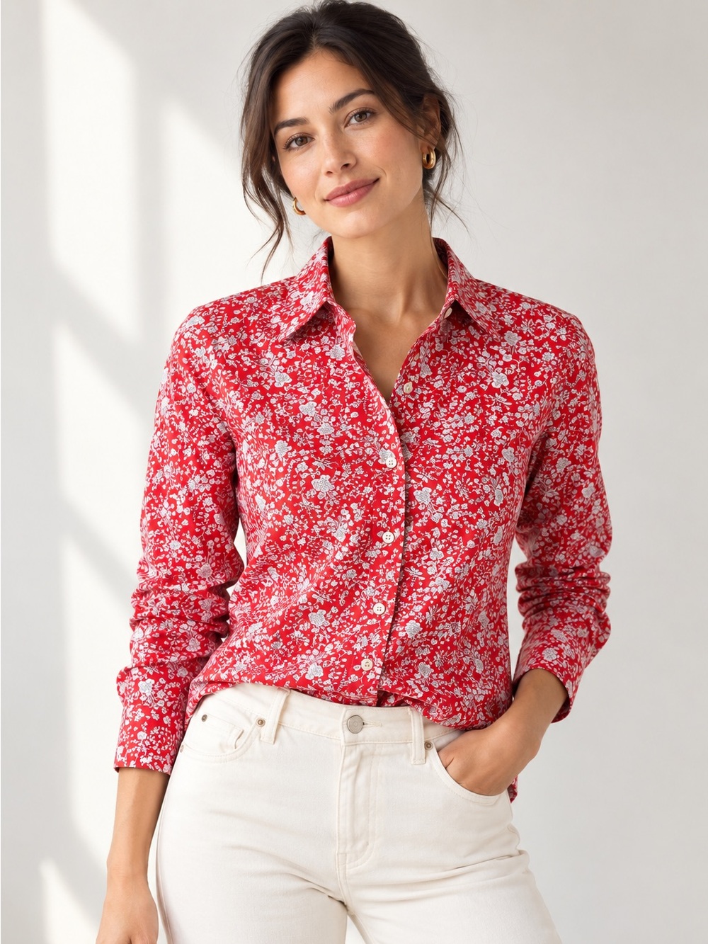 J.Crew Liberty London Summer Blooms Slim Perfect Shirt Floral Cotton Sz 4